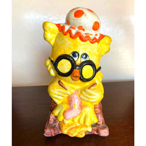 Vintage 1970's Owl Chalkware Piggy Bank Statue Retro